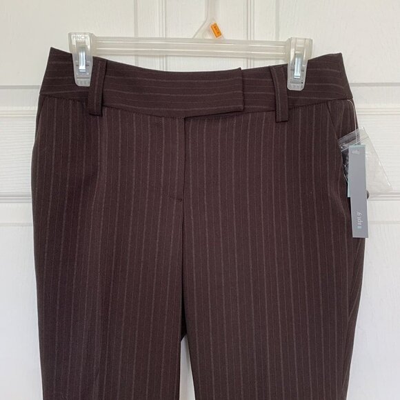apt 9 The Maxwell Pant Brown Pinstripe Cropped Women’s Petite 4 Pants NWT - Picture 4 of 10